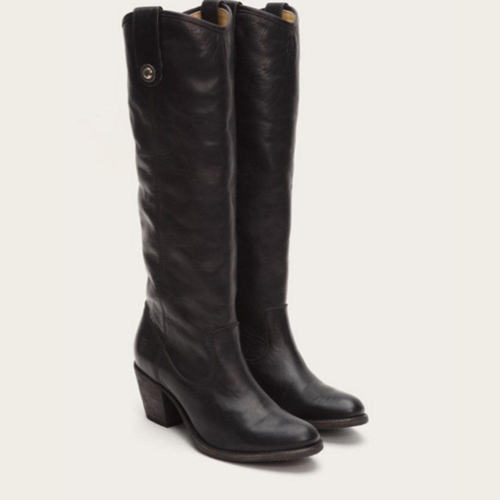 Frye Jackie Button Black Heeled Boots 7.5